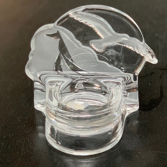 PartyLite Glass Bird Boat Tea Light Candle Holder